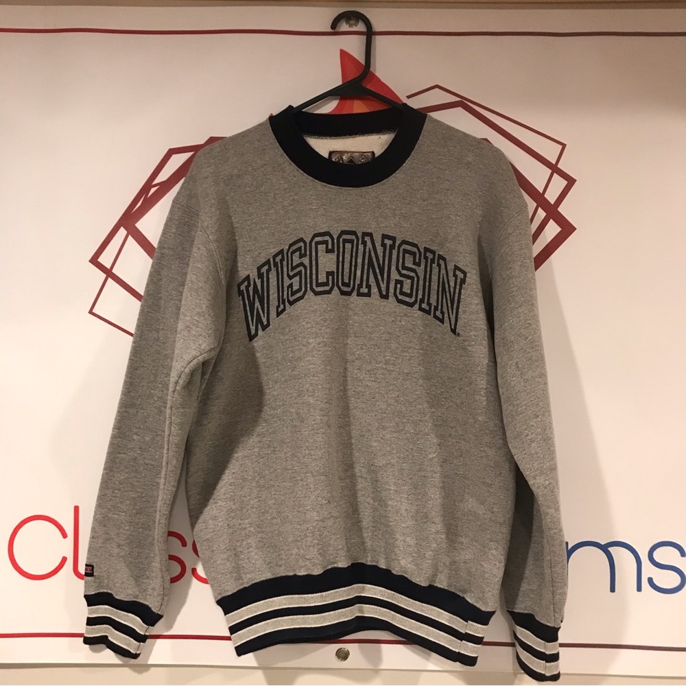 Vintage Adult Jansport Varsity Club Brand Wisconsin Crewneck Sweatshirt Size Med